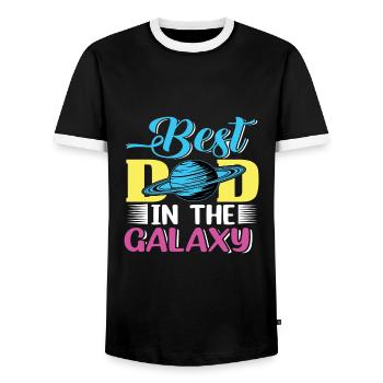Best Dad in the Galaxy - Men's Ringer Shirt - black/white - Front - AI Model Female 172 light (172cm) & AI Model Male 178 light (178cm)
