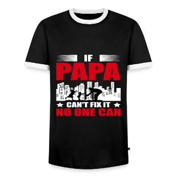 Si ce n’est pas papa peut réparer - Personne ne peut - T-shirt contrasté Homme - noir/blanc - Devant - AI Model Female 172 light (172cm) & AI Model Male 178 light (178cm)