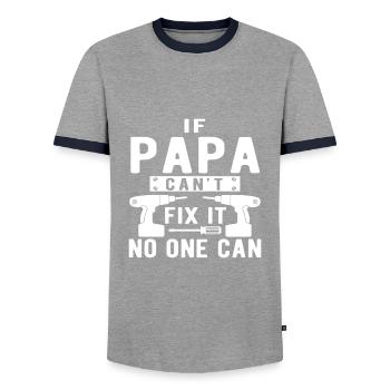 If Not Dad Can Fix - No One Can - Men's Ringer Shirt - grey/navy  - Front - AI Model Female 172 light (172cm) & AI Model Male 178 light (178cm)