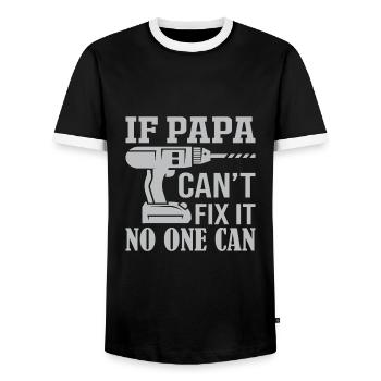 Si ce n’est pas papa peut réparer - Personne ne peut - T-shirt contrasté Homme - noir/blanc - Devant - AI Model Female 172 light (172cm) & AI Model Male 178 light (178cm)