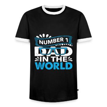 no1 papa du monde - T-shirt contrasté Homme - noir/blanc - Devant - AI Model Female 172 light (172cm) & AI Model Male 178 light (178cm)