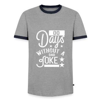 0 days without dad joke gift - Men's Ringer Shirt - grey/navy  - Front - AI Model Female 172 light (172cm) & AI Model Male 178 light (178cm)