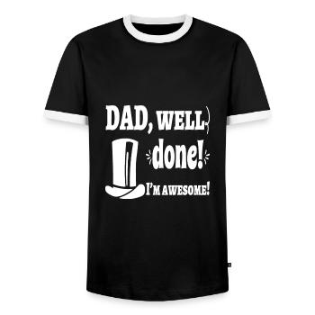 Father's Day - Men's Ringer Shirt - black/white - Front - AI Model Female 172 light (172cm) & AI Model Male 178 light (178cm)