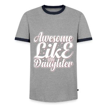 Father's Day - Men's Ringer Shirt - grey/navy  - Front - AI Model Female 172 light (172cm) & AI Model Male 178 light (178cm)