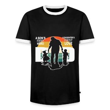 | D’AMOUR DE PAPA HERO Fête des Pères Fête des Pères - T-shirt contrasté Homme - noir/blanc - Devant - AI Model Female 172 light (172cm) & AI Model Male 178 light (178cm)