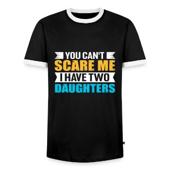 Tu ne peux pas me faire peur, j’ai 2 filles - T-shirt contrasté Homme - noir/blanc - Devant - AI Model Female 172 light (172cm) & AI Model Male 178 light (178cm)