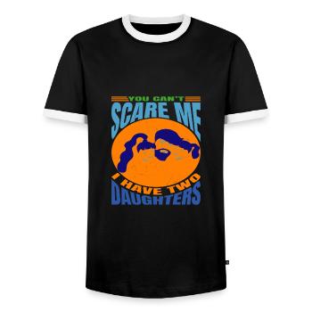 Tu ne peux pas me faire peur, j’ai 2 filles - T-shirt contrasté Homme - noir/blanc - Devant - AI Model Female 172 light (172cm) & AI Model Male 178 light (178cm)