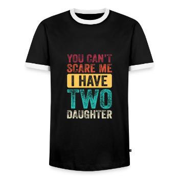 Tu ne peux pas me faire peur, j’ai 2 filles - T-shirt contrasté Homme - noir/blanc - Devant - AI Model Female 172 light (172cm) & AI Model Male 178 light (178cm)