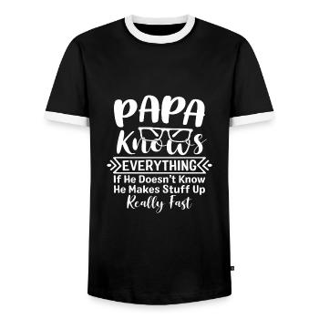 Papa Papa Cadeau Papa Papa Fête Anniversaire - T-shirt contrasté Homme - noir/blanc - Devant - AI Model Female 172 light (172cm) & AI Model Male 178 light (178cm)