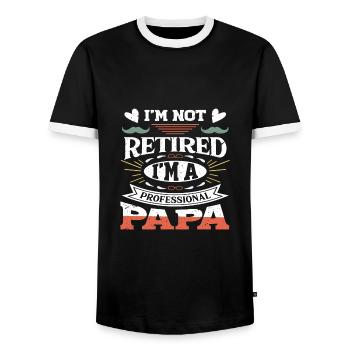Father's Day - Men's Ringer Shirt - black/white - Front - AI Model Female 172 light (172cm) & AI Model Male 178 light (178cm)