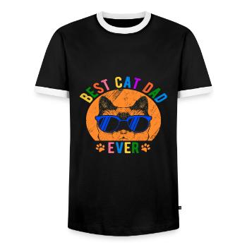 Meilleur chat papa jamais meilleur chat papa chat chaton - T-shirt contrasté Homme - noir/blanc - Devant - AI Model Female 172 light (172cm) & AI Model Male 178 light (178cm)