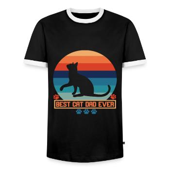 Best cat dad ever best cat dad kitten - Men's Ringer Shirt - black/white - Front - AI Model Female 172 light (172cm) & AI Model Male 178 light (178cm)