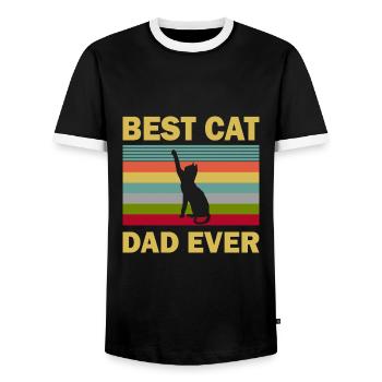 Best cat dad ever best cat dad kitten - Men's Ringer Shirt - black/white - Front - AI Model Female 172 light (172cm) & AI Model Male 178 light (178cm)