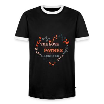 father and daughter / father / daughter / gift - Men's Ringer Shirt - black/white - Front - AI Model Female 172 light (172cm) & AI Model Male 178 light (178cm)