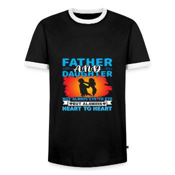 father and daughter - Men's Ringer Shirt - black/white - Front - AI Model Female 172 light (172cm) & AI Model Male 178 light (178cm)