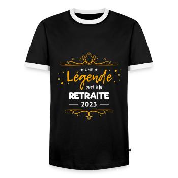 La Légende Prend sa Retraite 2023 - Humour F/H - T-shirt contrasté Homme - noir/blanc - Devant - AI Model Female 172 light (172cm) & AI Model Male 178 light (178cm)