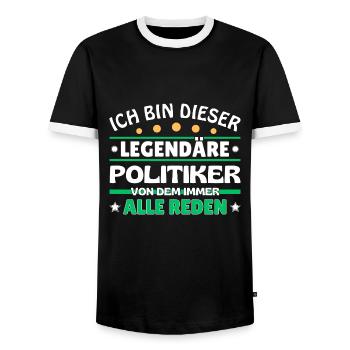 Je suis ce politicien légendaire - T-shirt contrasté Homme - noir/blanc - Devant - AI Model Female 172 light (172cm) & AI Model Male 178 light (178cm)