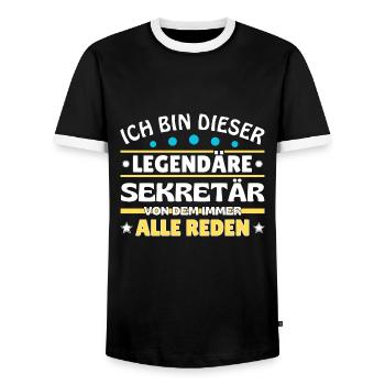I'm that legendary secretary - Men's Ringer Shirt - black/white - Front - AI Model Female 172 light (172cm) & AI Model Male 178 light (178cm)
