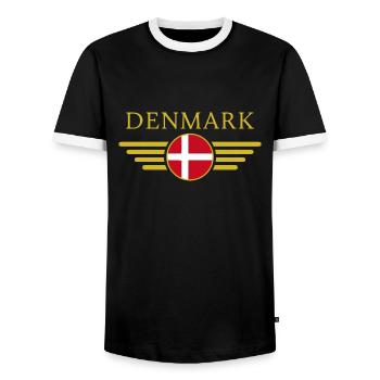 I love Denmark, elegance style design clothing - Men's Ringer Shirt - black/white - Front - AI Model Female 172 light (172cm) & AI Model Male 178 light (178cm)