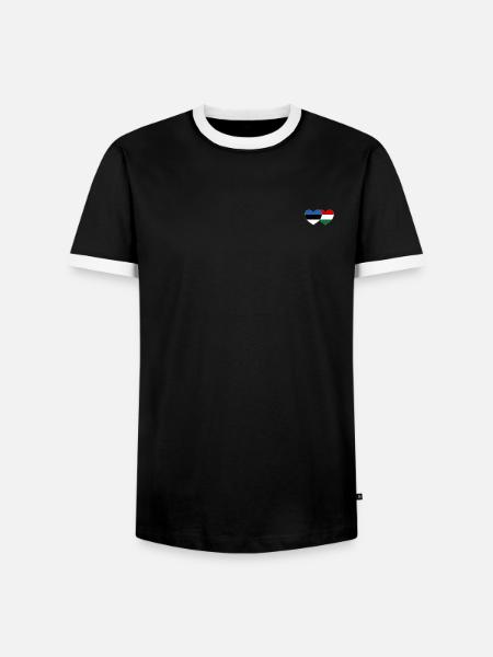 Estland Ungarn Flagge Herz - Männer Kontrast-T-Shirt - Schwarz/Weiß