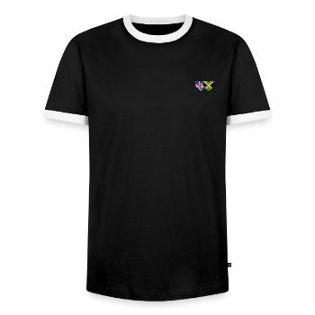 Islande Jamaïque Drapeau Coeur - T-shirt contrasté Homme - noir/blanc - Devant - AI Model Female 172 light (172cm) & AI Model Male 178 light (178cm)