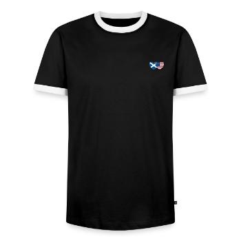 Écosse Usa Flag Heart - T-shirt contrasté Homme - noir/blanc - Devant - AI Model Female 172 light (172cm) & AI Model Male 178 light (178cm)