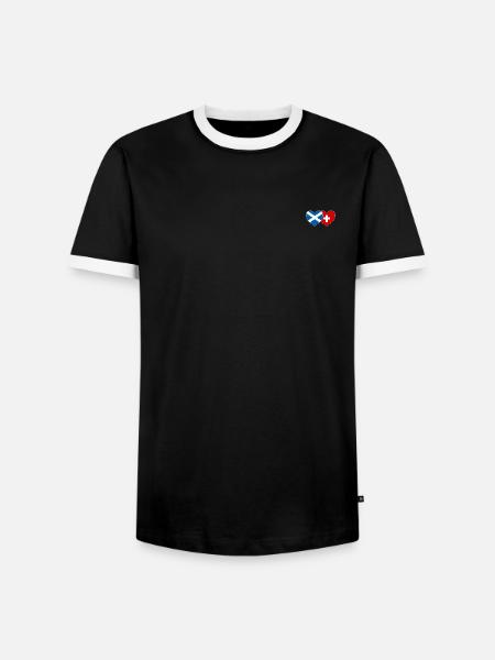 Schottland Schweiz Flagge Herz - Männer Kontrast-T-Shirt - Schwarz/Weiß