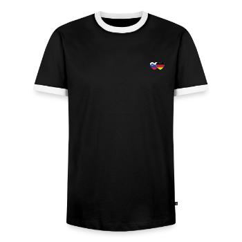 Slowenien Deutschland Flagge Herz - Männer Kontrast-T-Shirt - Schwarz/Weiß - Vorne - AI Model Female 172 light (172cm) & AI Model Male 178 light (178cm)