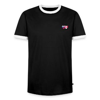 Slowenien Kanada Flagge Herz - Männer Kontrast-T-Shirt - Schwarz/Weiß - Vorne - AI Model Female 172 light (172cm) & AI Model Male 178 light (178cm)