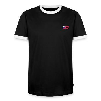 Slowenien Albanien Flagge Herz - Männer Kontrast-T-Shirt - Schwarz/Weiß - Vorne - AI Model Female 172 light (172cm) & AI Model Male 178 light (178cm)