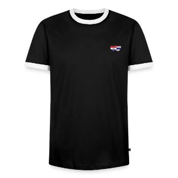 Kroatien Thailand Flagge Herz - Männer Kontrast-T-Shirt - Schwarz/Weiß - Vorne - AI Model Female 172 light (172cm) & AI Model Male 178 light (178cm)