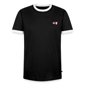 Croatie France Flag Coeur - T-shirt contrasté Homme - noir/blanc - Devant - AI Model Female 172 light (172cm) & AI Model Male 178 light (178cm)