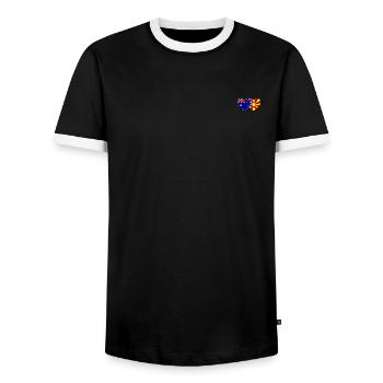 Australien Mazedonien Flagge Herz - Männer Kontrast-T-Shirt - Schwarz/Weiß - Vorne - AI Model Female 172 light (172cm) & AI Model Male 178 light (178cm)