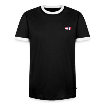 Dänemark Frankreich Flagge Herz - Männer Kontrast-T-Shirt - Schwarz/Weiß - Vorne - AI Model Female 172 light (172cm) & AI Model Male 178 light (178cm)