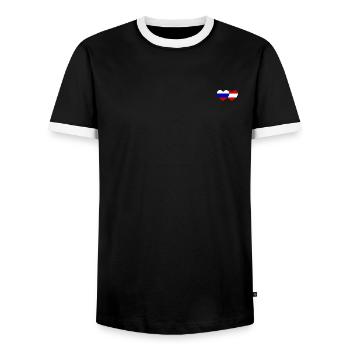 Russia Austria Flag Heart - Men's Ringer Shirt - black/white - Front - AI Model Female 172 light (172cm) & AI Model Male 178 light (178cm)
