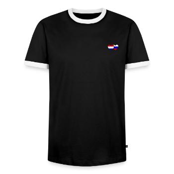 Holland Russia Flag Heart - Men's Ringer Shirt - black/white - Front - AI Model Female 172 light (172cm) & AI Model Male 178 light (178cm)