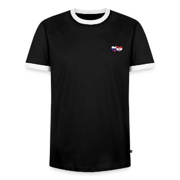 Russia Croatia Flag Heart - Men's Ringer Shirt - black/white - Front - AI Model Female 172 light (172cm) & AI Model Male 178 light (178cm)