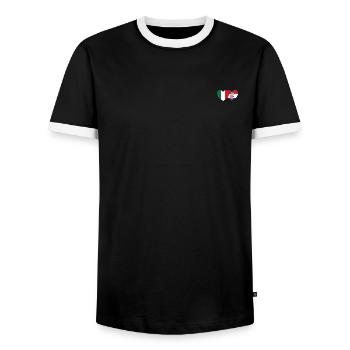Italy Croatia Flag Heart - Men's Ringer Shirt - black/white - Front - AI Model Female 172 light (172cm) & AI Model Male 178 light (178cm)