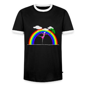 Tanzen im Regenbogen - Männer Kontrast-T-Shirt - Schwarz/Weiß - Vorne - AI Model Female 172 light (172cm) & AI Model Male 178 light (178cm)