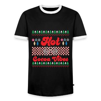 Heißer Kakao Vibes Süße Heiße Schokolade Hässliche Weihnachten - Männer Kontrast-T-Shirt - Schwarz/Weiß - Vorne - AI Model Female 172 light (172cm) & AI Model Male 178 light (178cm)