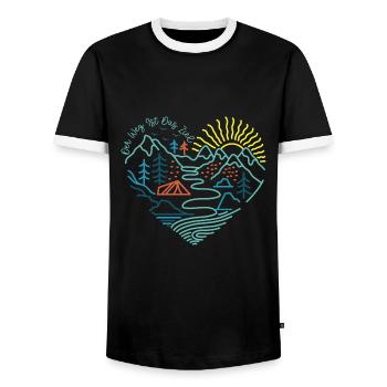 Berge Wandern Bergsteigen Sonne Zelt - Männer Kontrast-T-Shirt - Schwarz/Weiß - Vorne - AI Model Female 172 light (172cm) & AI Model Male 178 light (178cm)