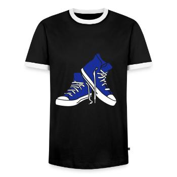 cool shoes - Men's Ringer Shirt - black/white - Front - AI Model Female 172 light (172cm) & AI Model Male 178 light (178cm)