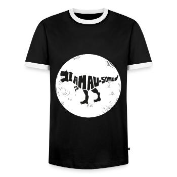 Dinosaur I'm Awesome Style. Earth. World - Men's Ringer Shirt - black/white - Front - AI Model Female 172 light (172cm) & AI Model Male 178 light (178cm)