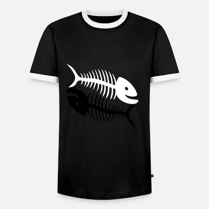 Smiling Fish Bones - Men's Ringer Shirt - black/white