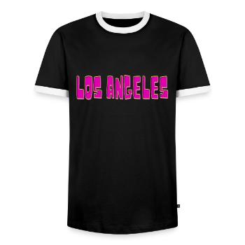Los Angeles - Men's Ringer Shirt - black/white - Front - AI Model Female 172 light (172cm) & AI Model Male 178 light (178cm)