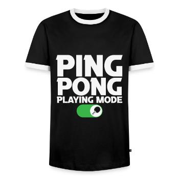 Table Tennis Ping Pong - Men's Ringer Shirt - black/white - Front - AI Model Female 172 light (172cm) & AI Model Male 178 light (178cm)