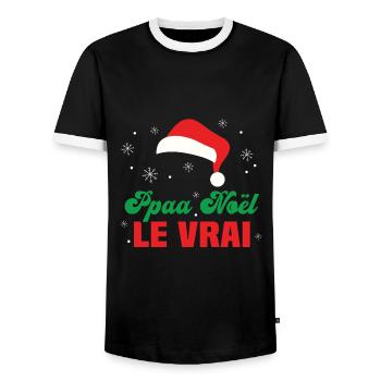 Papa noel le vrai cadeau costume papa chapeau - T-shirt contrasté Homme - noir/blanc - Devant - AI Model Female 172 light (172cm) & AI Model Male 178 light (178cm)