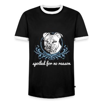 Spoiled for no reason white - Men's Ringer Shirt - black/white - Front - AI Model Female 172 light (172cm) & AI Model Male 178 light (178cm)