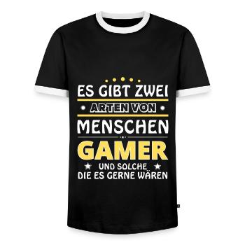 Es gibt zwei Arten von Menschen - Gamer - Männer Kontrast-T-Shirt - Schwarz/Weiß - Vorne - AI Model Female 172 light (172cm) & AI Model Male 178 light (178cm)