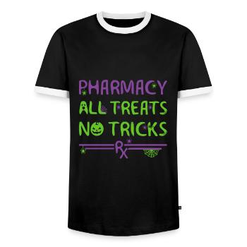 Pharmacy Halloween - Men's Ringer Shirt - black/white - Front - AI Model Female 172 light (172cm) & AI Model Male 178 light (178cm)